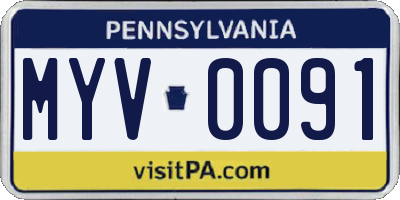PA license plate MYV0091