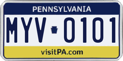 PA license plate MYV0101