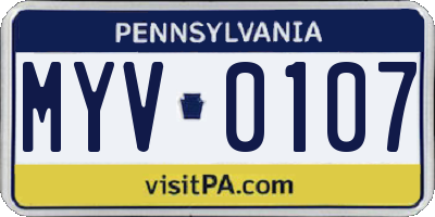 PA license plate MYV0107