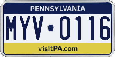 PA license plate MYV0116