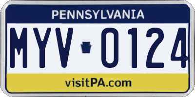 PA license plate MYV0124