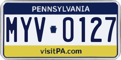 PA license plate MYV0127