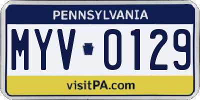 PA license plate MYV0129