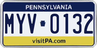PA license plate MYV0132