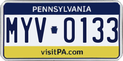 PA license plate MYV0133