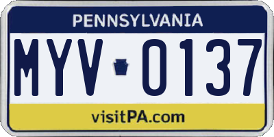 PA license plate MYV0137