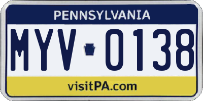 PA license plate MYV0138