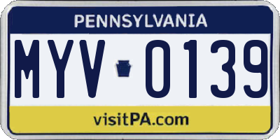 PA license plate MYV0139