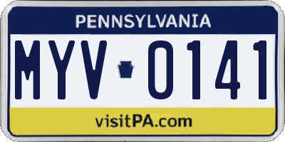 PA license plate MYV0141
