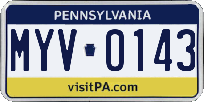 PA license plate MYV0143