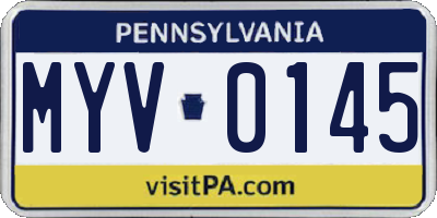 PA license plate MYV0145
