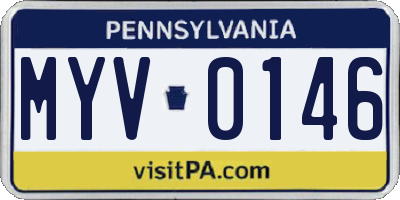 PA license plate MYV0146