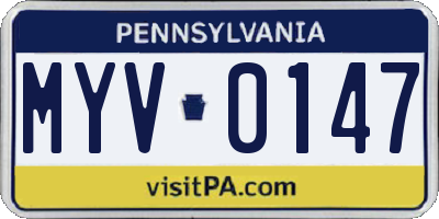 PA license plate MYV0147