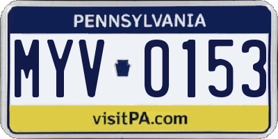 PA license plate MYV0153