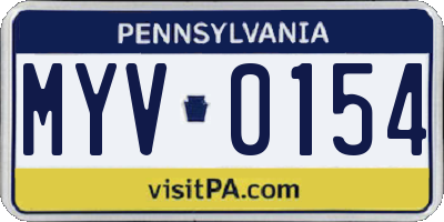 PA license plate MYV0154