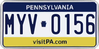 PA license plate MYV0156