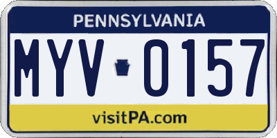 PA license plate MYV0157