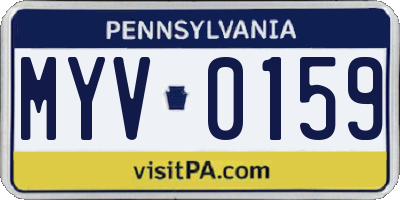 PA license plate MYV0159