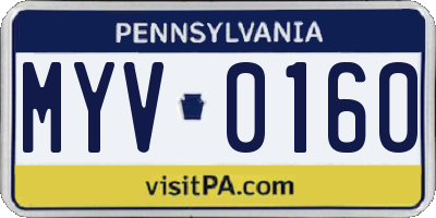 PA license plate MYV0160