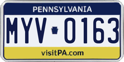 PA license plate MYV0163