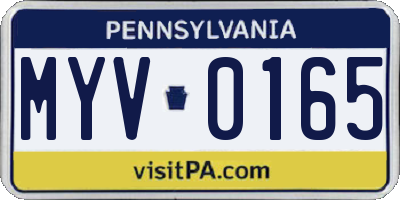 PA license plate MYV0165