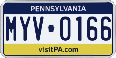PA license plate MYV0166