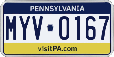PA license plate MYV0167