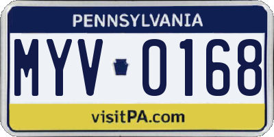 PA license plate MYV0168