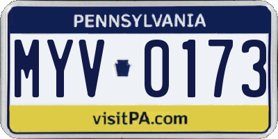 PA license plate MYV0173