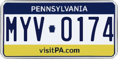 PA license plate MYV0174