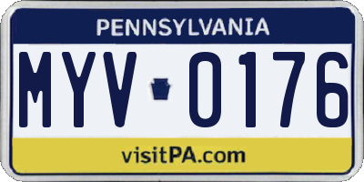 PA license plate MYV0176
