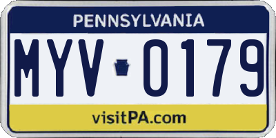 PA license plate MYV0179