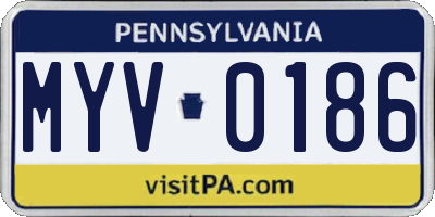 PA license plate MYV0186