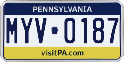 PA license plate MYV0187