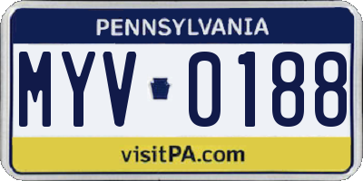 PA license plate MYV0188