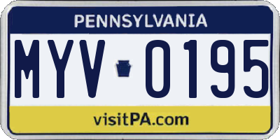 PA license plate MYV0195