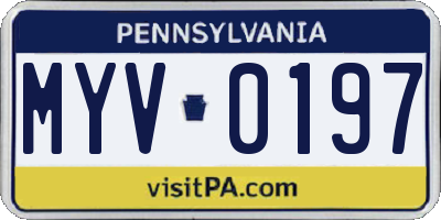 PA license plate MYV0197