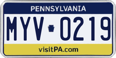 PA license plate MYV0219
