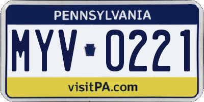 PA license plate MYV0221