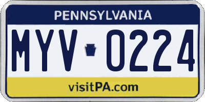 PA license plate MYV0224