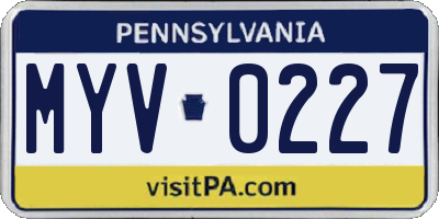PA license plate MYV0227