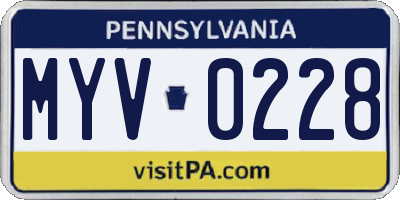 PA license plate MYV0228