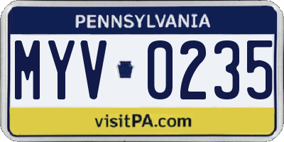 PA license plate MYV0235