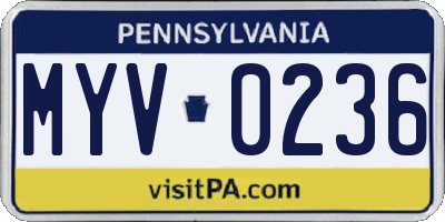 PA license plate MYV0236