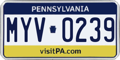 PA license plate MYV0239