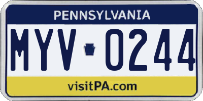 PA license plate MYV0244