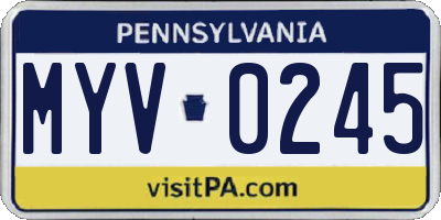 PA license plate MYV0245