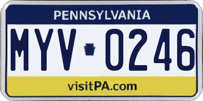 PA license plate MYV0246