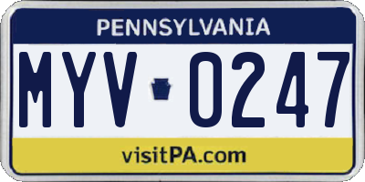 PA license plate MYV0247