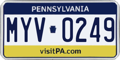 PA license plate MYV0249